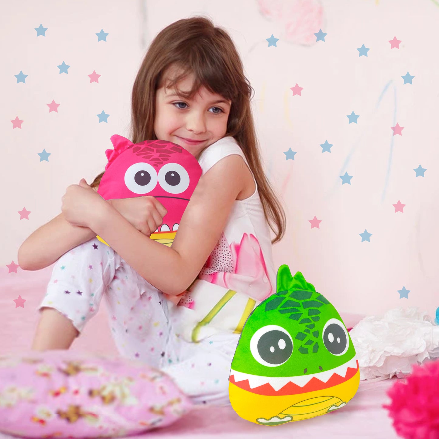 The Original Four Faces Dinosaur Plushie Toys- Sensory Fidget Toy for Stress Relief- A Soft Stuffed Animal Plush Toy That Understands Your Kid's Mood Better!