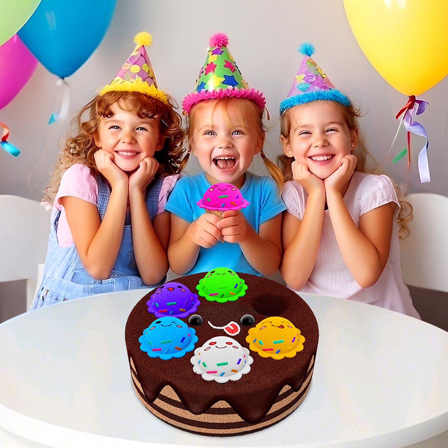 Cake Ice Cream Toy, Soft Plush Toy Cake Ice Cream Plushies Doll, Cute Cuddly Stuffed Animals Hide And Seek Cake Ice Cream Muppet Toys Birthday Gifts for 1+ Years Old Kids