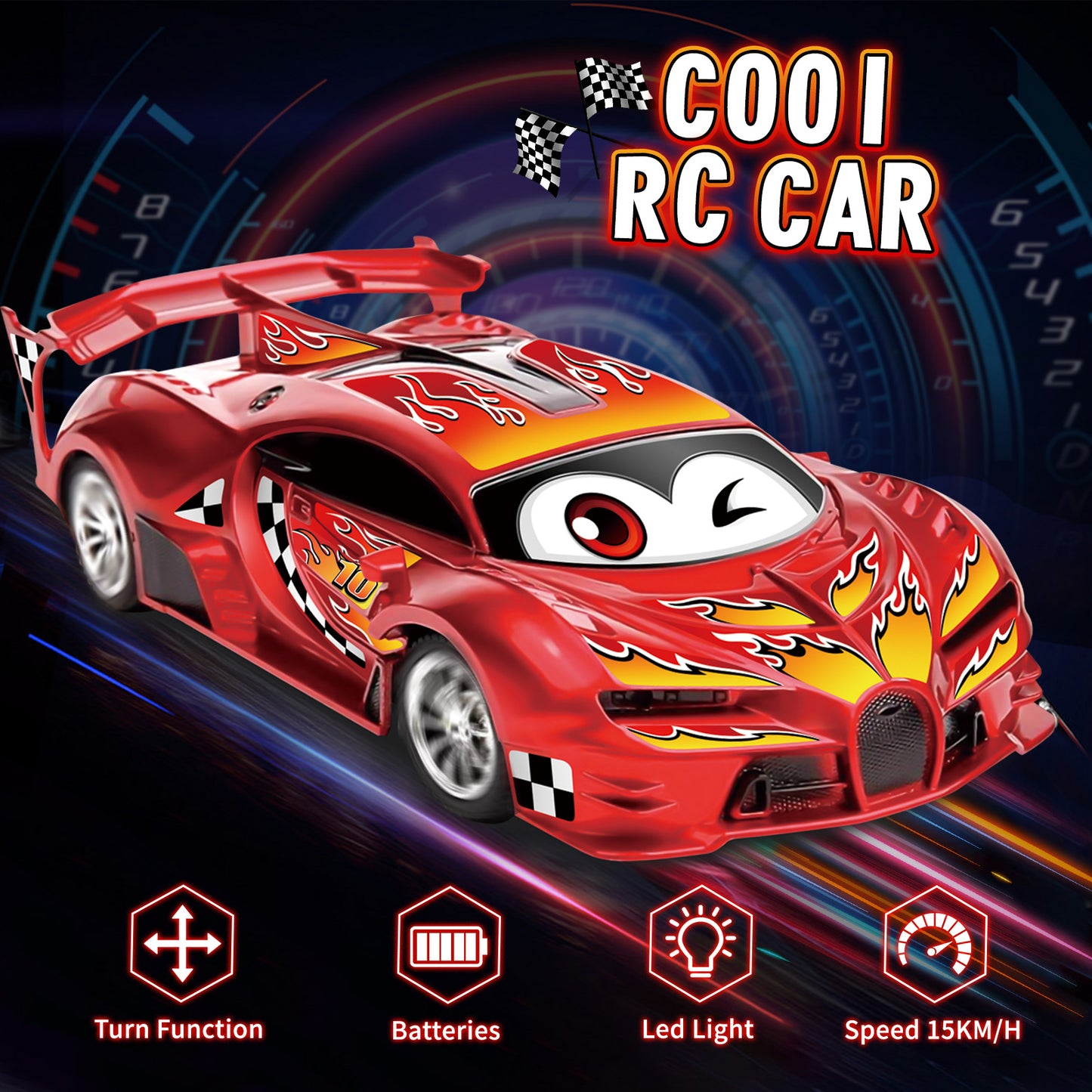 Remote Control Cars Toys for 3 4 5 6 7 8 Year Old Boys 1:18 High Speed Sports Racing Drift RC Car with LED Light Boys Girls Gifts Age 3-12 Kids Toy Birthday Presents Indoor Outdoor Game