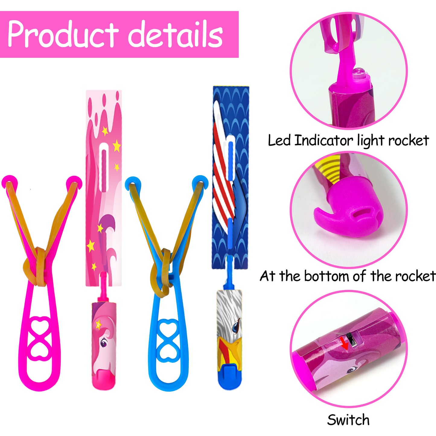 Slingshot Outdoor Toys, Glow-in-the Dark Party Supplies Toy Rocket Belt Launcher, Glow Stick Easter Basket Stuffing Birthday Christmas Gifts Party Gifts 4-8-12 Bulk toys