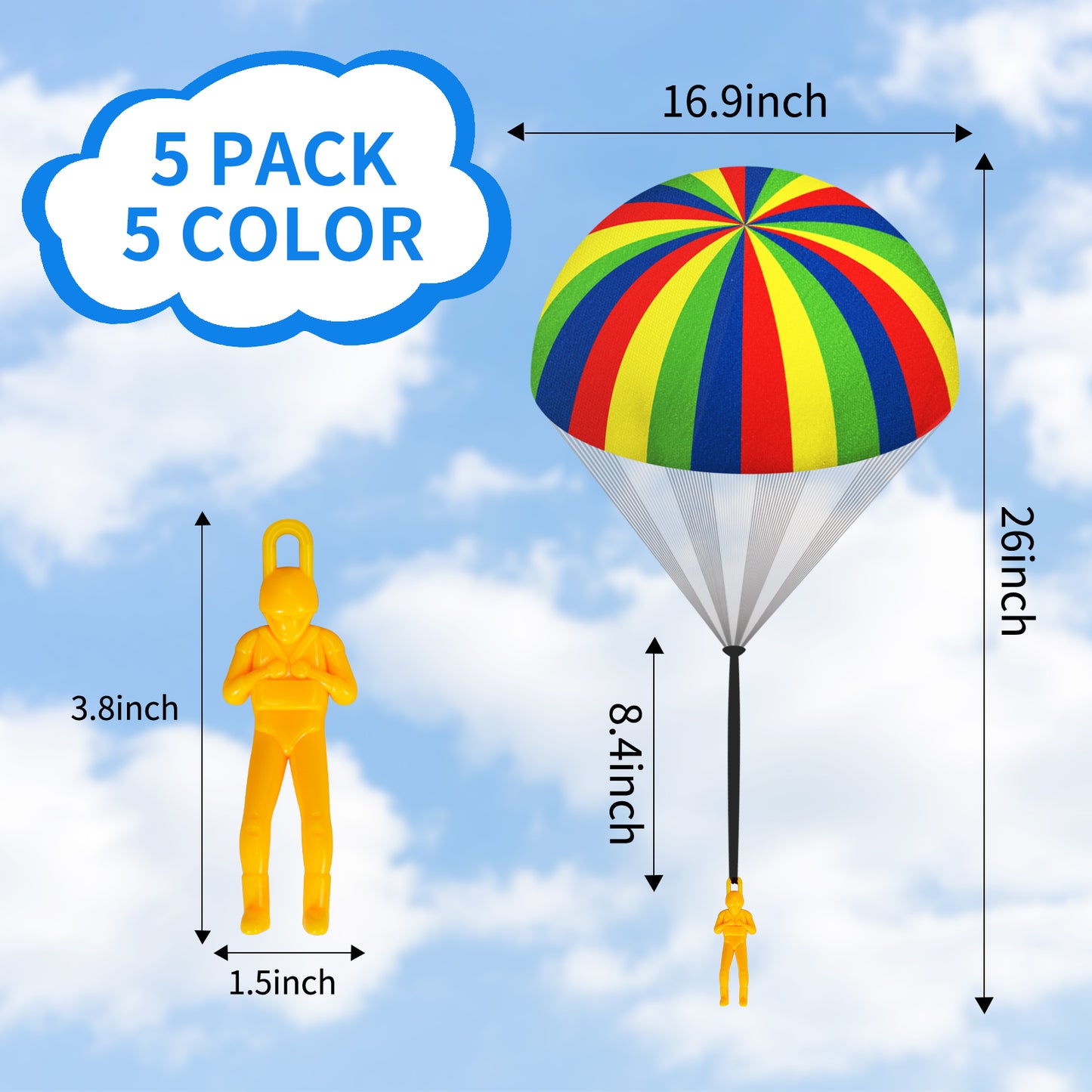 children's hand-thrown parachute outdoor children's parachute toy holiday parachute decoration