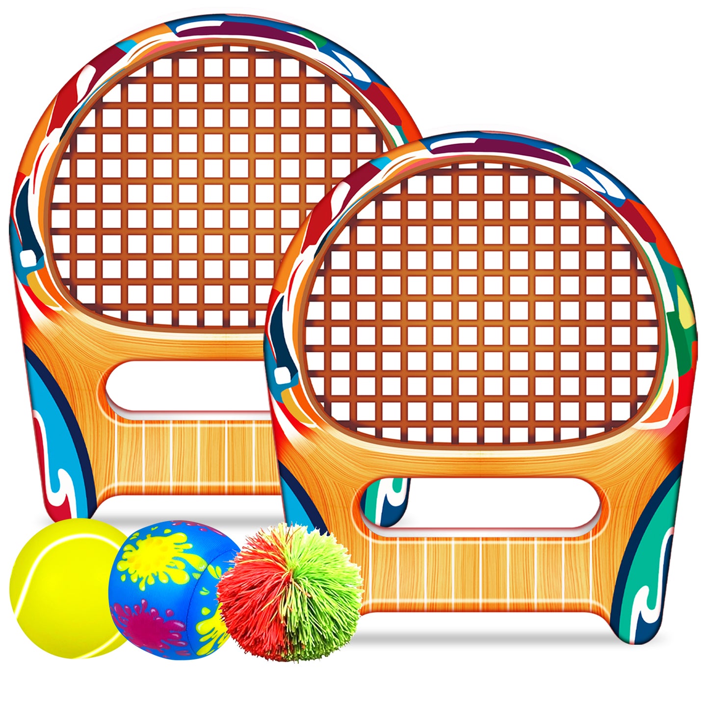 Children's fantasy sports racket Eco-friendly sponge waterproof lightweight software interactive EVA foam racket with 3 balls