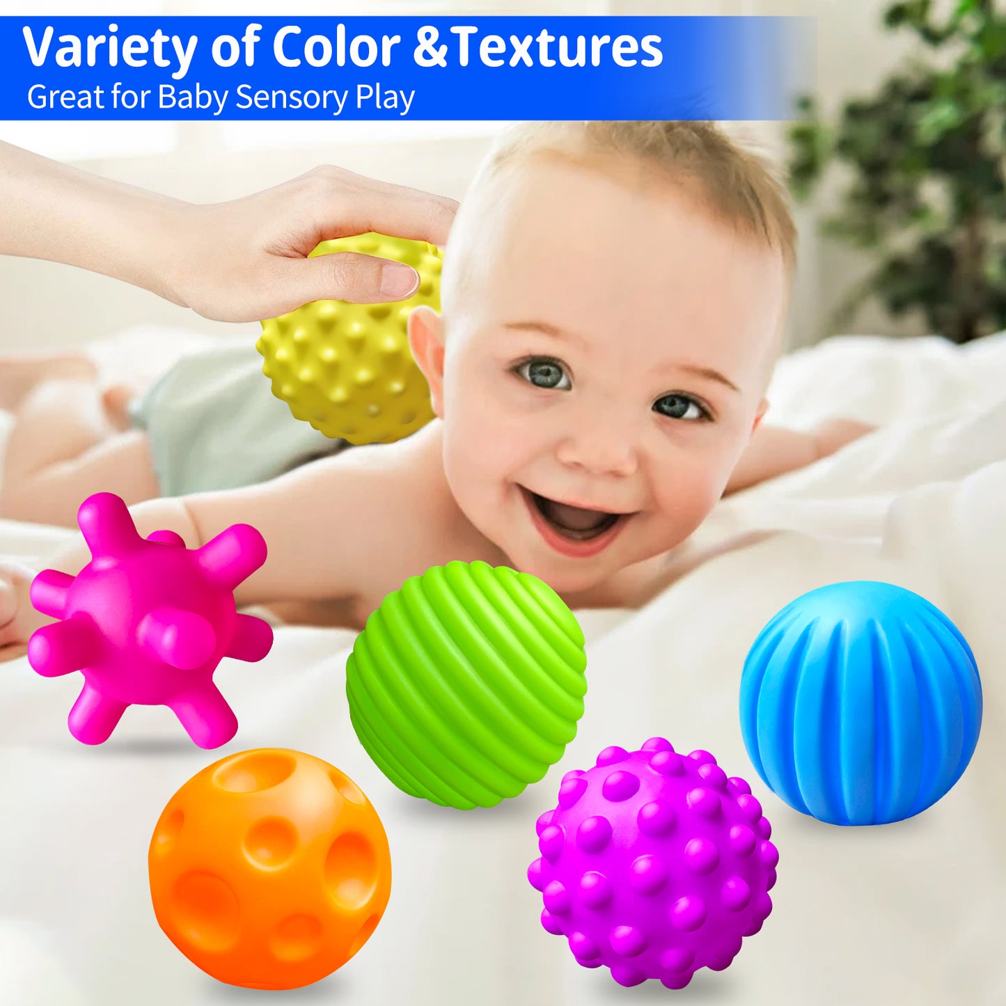 Baby Sensory Toys Toddler Balls Texture - Multi Ball Set Massage Soft Ball Teething Toy 6 Pack