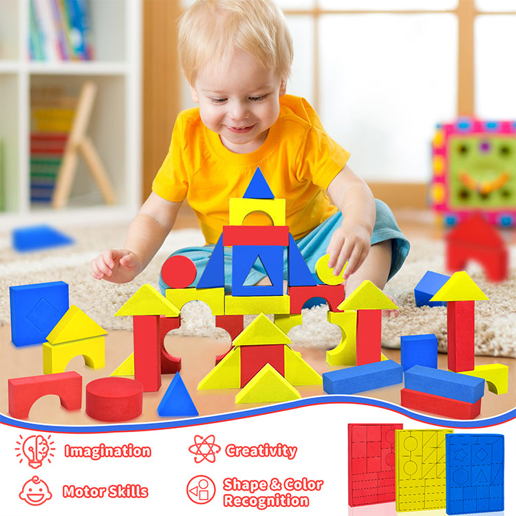 Foam Building Blocks for Kids Toddlers 134 Pcs Building Toys EVA Stackable Blocks for Bathtub Table,Perfect Educational STEM Gifts for Preschool Boys Girls 3-5 4-8 Years Old