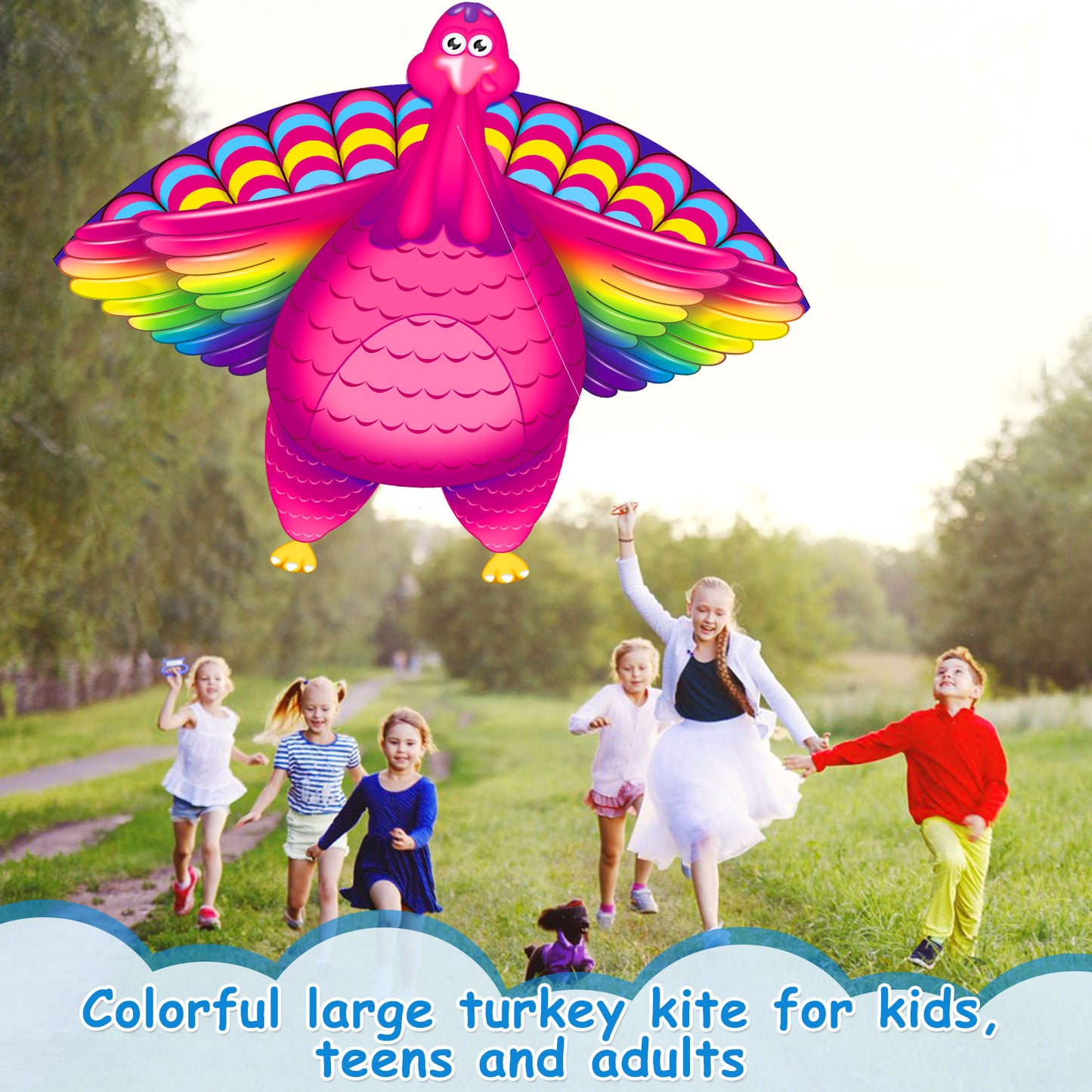 YongnKids Pink Turkey Kite for Kids and Adults Easy to Fly