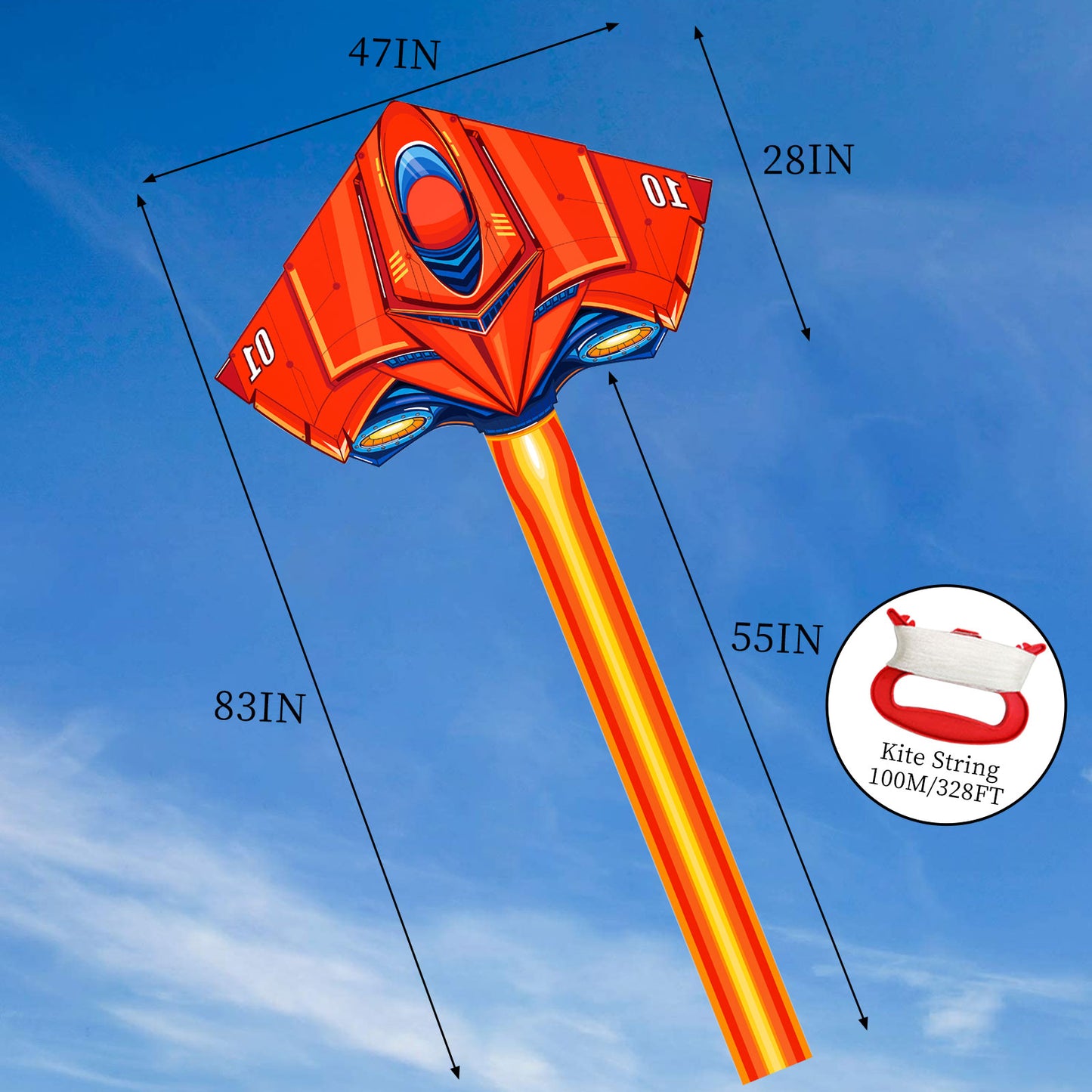Kite for Kids Age 3-8 8-12, Large Kite for Boys Adults Easy to Fly & Assemble, Beach Kites with 328ft Kite String,Perfect for Beach Trip Park Family Activities Outdoor Games-Red Delta wing