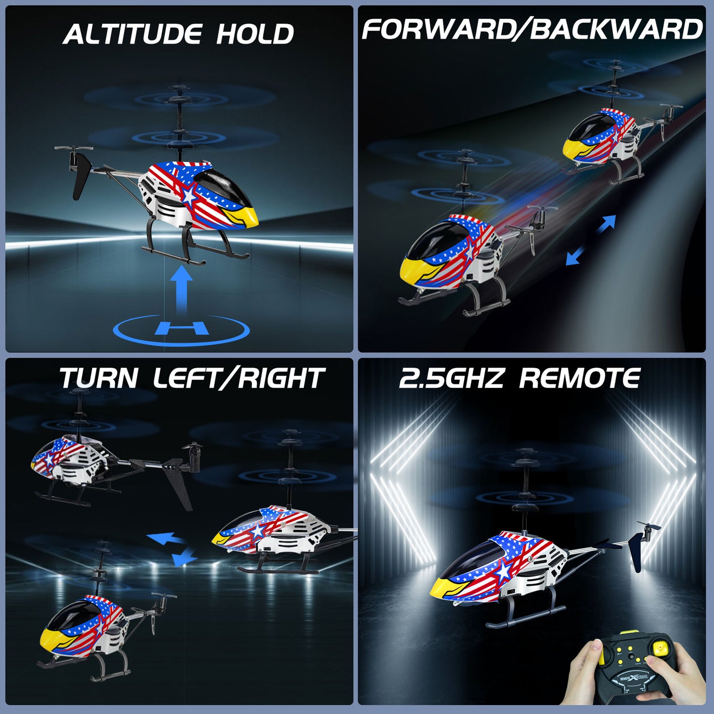 "YongnKids Remote Control Helicopter for Kids| Rc Helicopter Toys w/t LED Lights, 3.5 Channel, Gyro Stabilizer, Altitude Hold, 2.4GHz Helicopter Toys for Beginner Boys Girls Indoor- Eagle "
