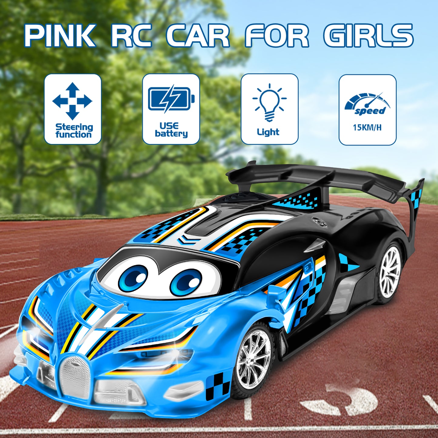 Remote Control Cars Toys for 3 4 5 6 7 8 Year Old Boys 1:18 High Speed Sports Racing Drift RC Car with LED Light Boys Girls Gifts Age 3-12 Kids Toy Birthday Presents Indoor Outdoor Game