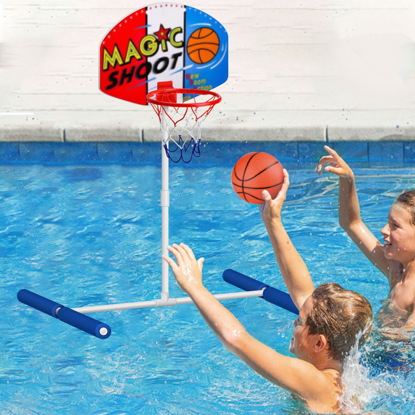 Pool Basketball Hoop Floating With Real Feel Net & Float Foam For Kids & Adults Swimming Splash Super Hoops With Water Basketball Pools Toy Outdoor Summer