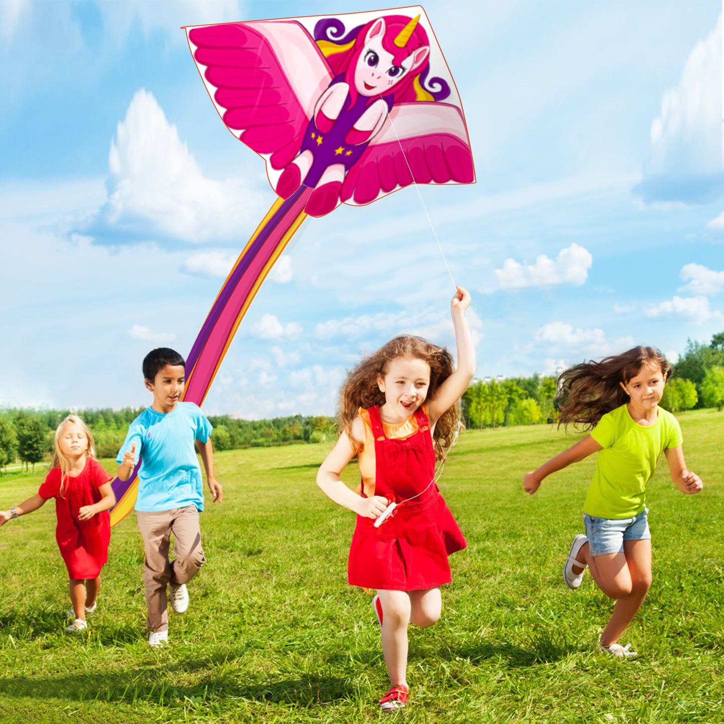 Kite for Kids Age 4-8 8-12, Large Kite for Boys Adults Easy to Fly & Assemble, Beach Kites with 328ft Kite String,Perfect for Beach Trip Park Family Activities Outdoor Games-Unicorn