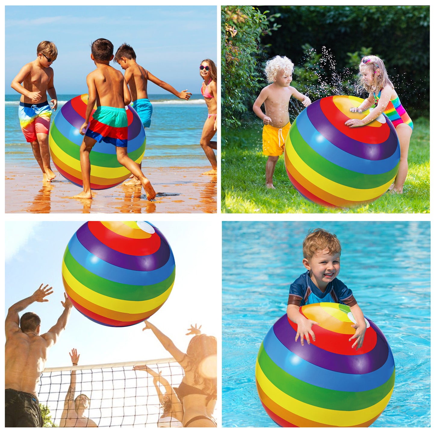 "Beach Ball- Big Inflatable Sports Ball Pool Toys Rainbow Beachball 26 inch, Outdoor Pool Balls for Kids and Adults Summer Water Toys Beach Pool Party Decorations 21"" After Inflated "