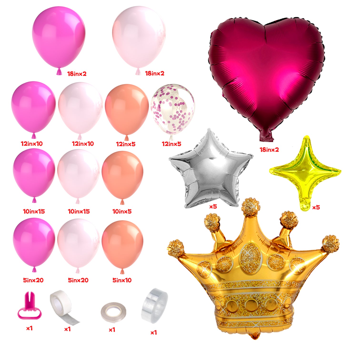 Pink Balloon Arch Kit, White Pastel Pink Metallic Party Balloons Garland Kit for Birthday Baby Shower Wedding Anniversary Carnival Party Decorations Supplies