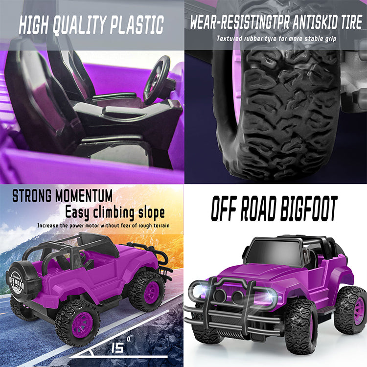 Remote Control Car, RC Truck Car Toys for 3 4 5 6 7 8 Years Old Girls Boys Birthday, 1:20 Scale Full Functions Remote Control Truck- Purple