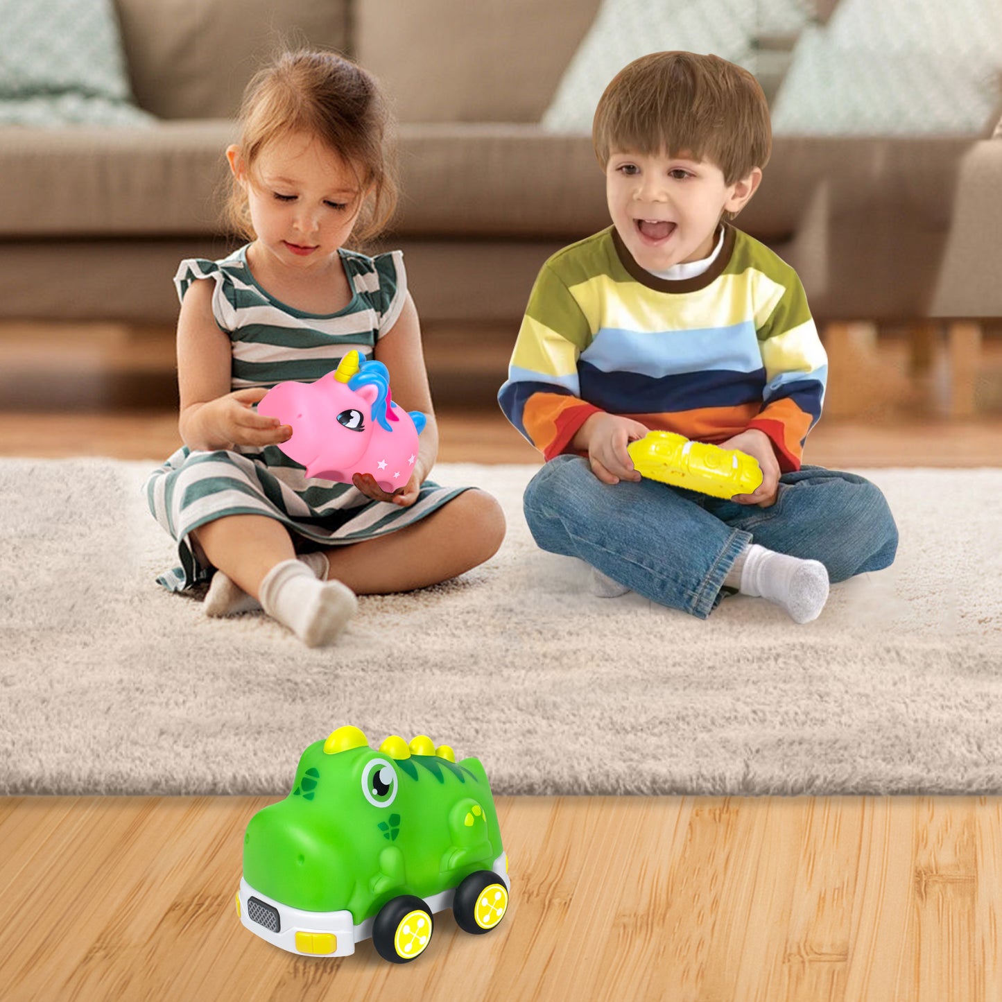 Remote Control Cars,Kids RC Car Toy for Toddlers Boys 1 2 3 Years Old,Cartoon Cars with Lights and Music Birthday Gifts for Boys Girls Age 1-3