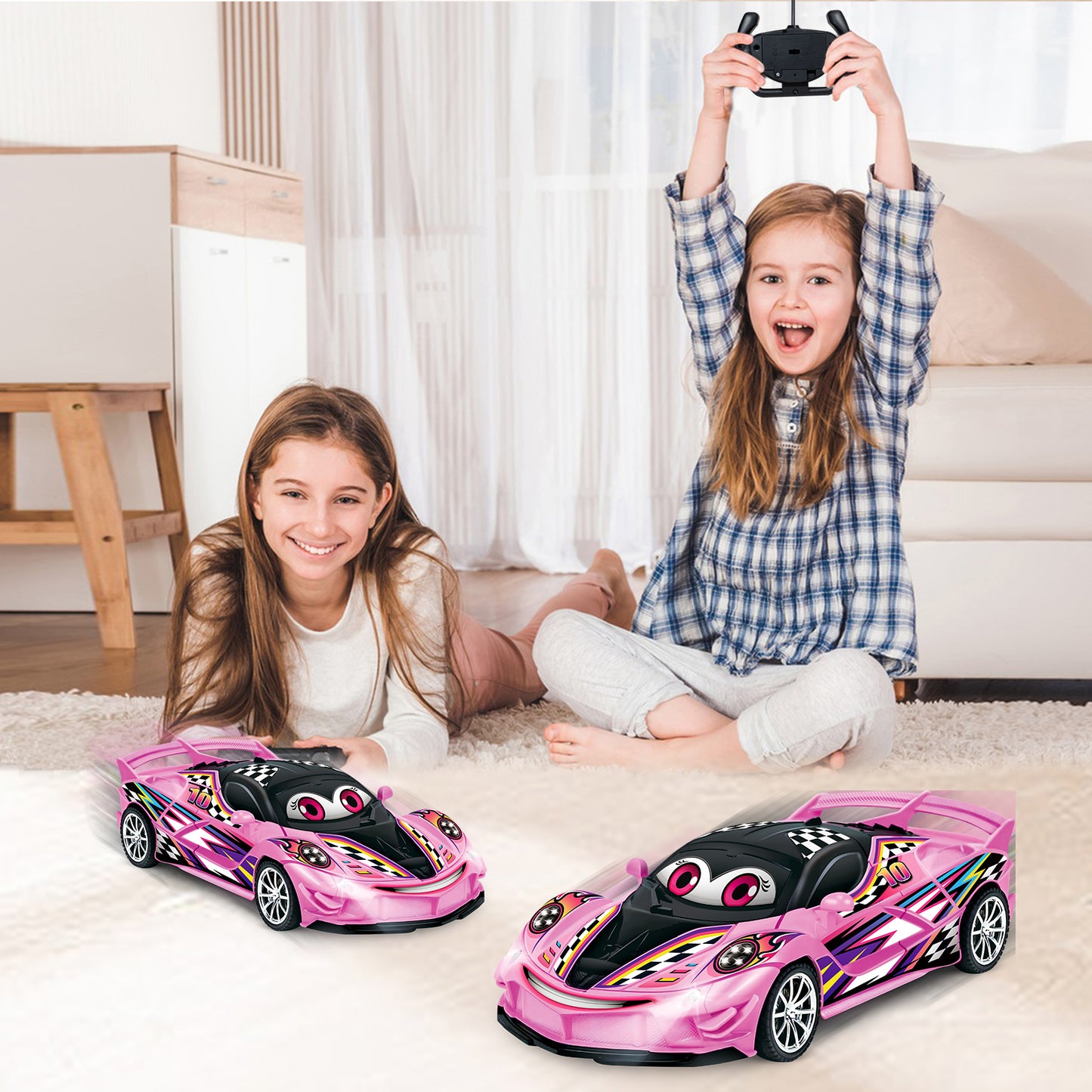 Remote Control Cars Toys for 3 4 5 6 7 8 Year Old Boys 1:18 High Speed Sports Racing Drift RC Car with LED Light Boys Girls Gifts Age 3-12 Kids Toy Birthday Presents Indoor Outdoor Game