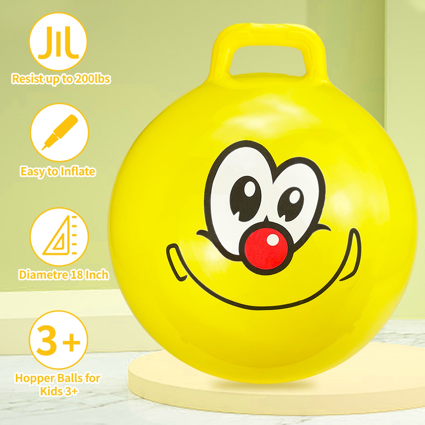 "Hopper Balls for Kids 2-6 7-9,18 inchs Bouncy Ball with Handle,Hopper Toy Jumping Ball for Indoor and Outdoor Games,Fun Hopping Toys for Boys Girls "