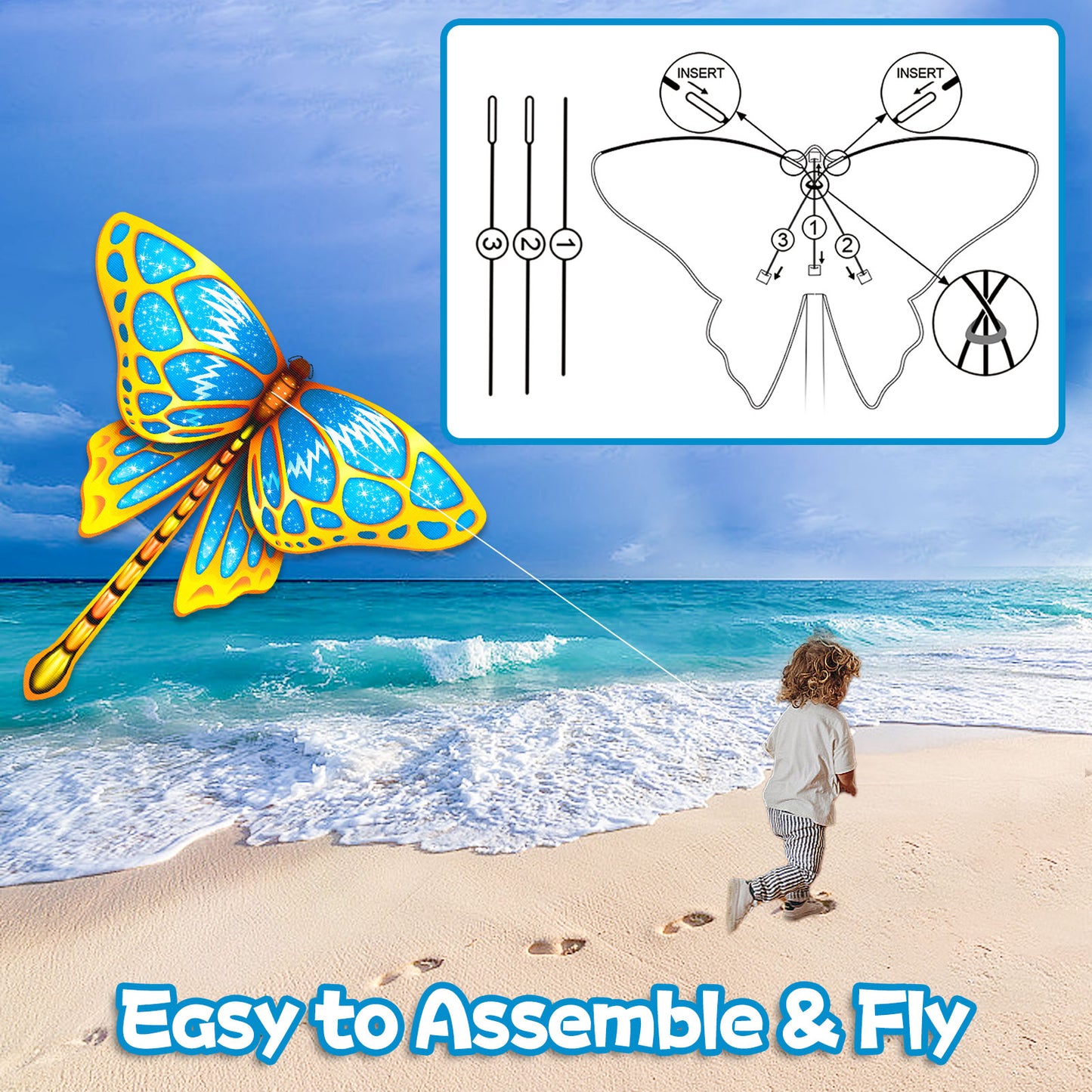 Butterfly Kites for Kids & Adults, Large kites for kids ages 4-8 Beginner Kites Easy to Flying Beach Kites