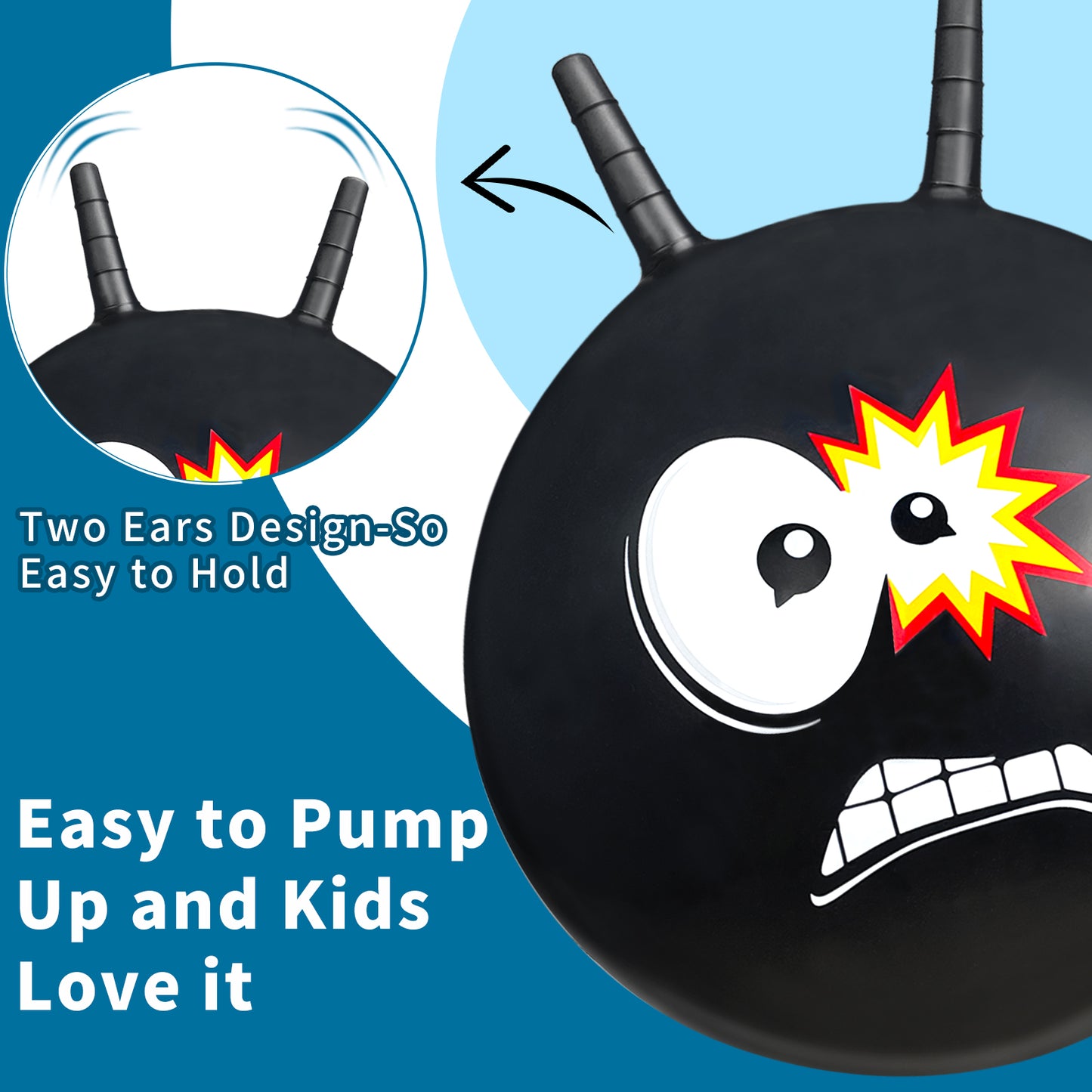 Space Hoppers for Kids Age 3 4 5 6 7 8 9, 18 Inch Space Hopper with Handle, Hopper Ball with Pump for Boys Girls Age 3-8 Indoor and Outdoor Garden Game