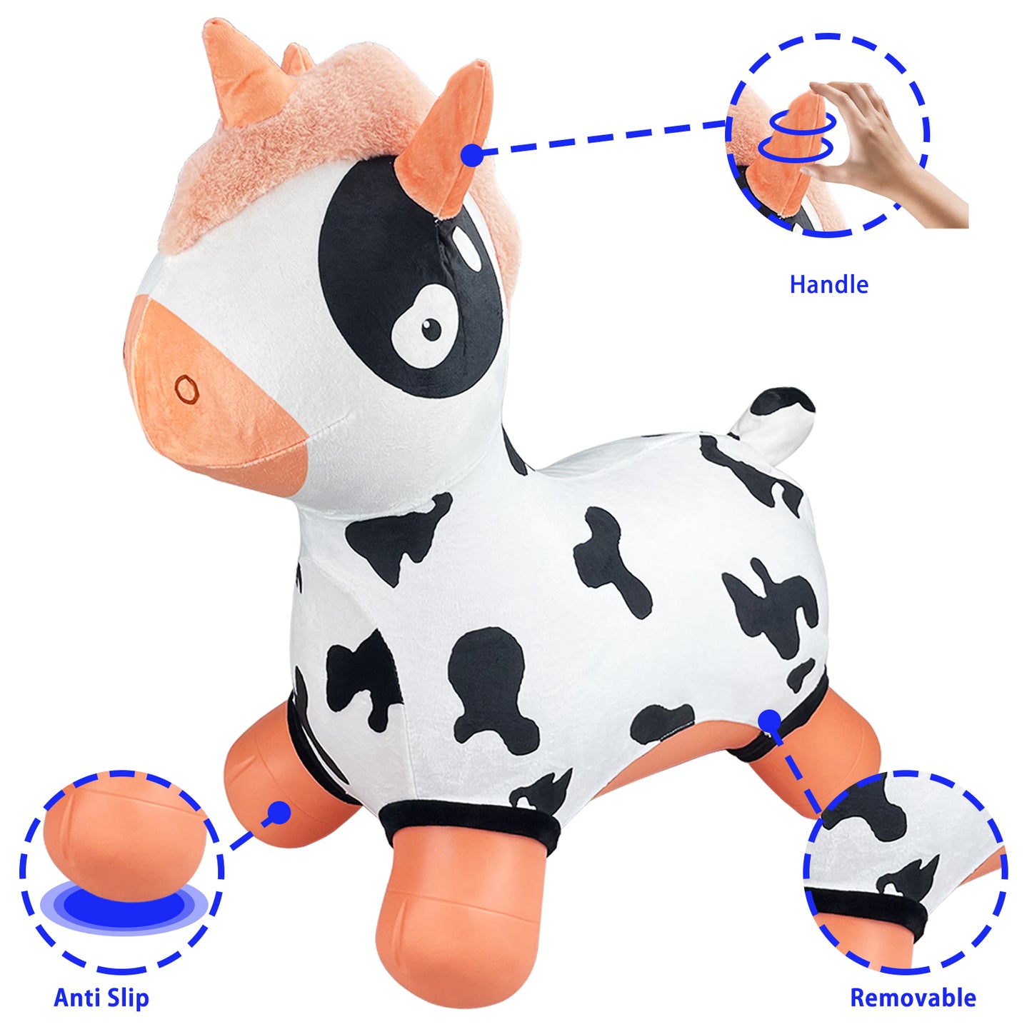 Bouncy Horse - Baby Toys Inflatable Plush Bouncing Dinosaur Hopper, Indoor Outdoor Toys Ride On Animal with Pump for Boys Girls Toddlers Birthday Party Gifts