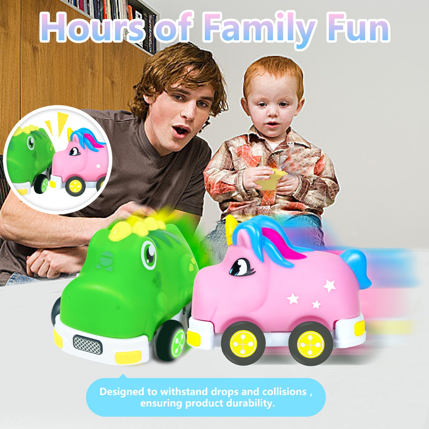 Remote Control Cars,Kids RC Car Toy for Toddlers Boys 1 2 3 Years Old,Cartoon Cars with Lights and Music Birthday Gifts for Boys Girls Age 1-3