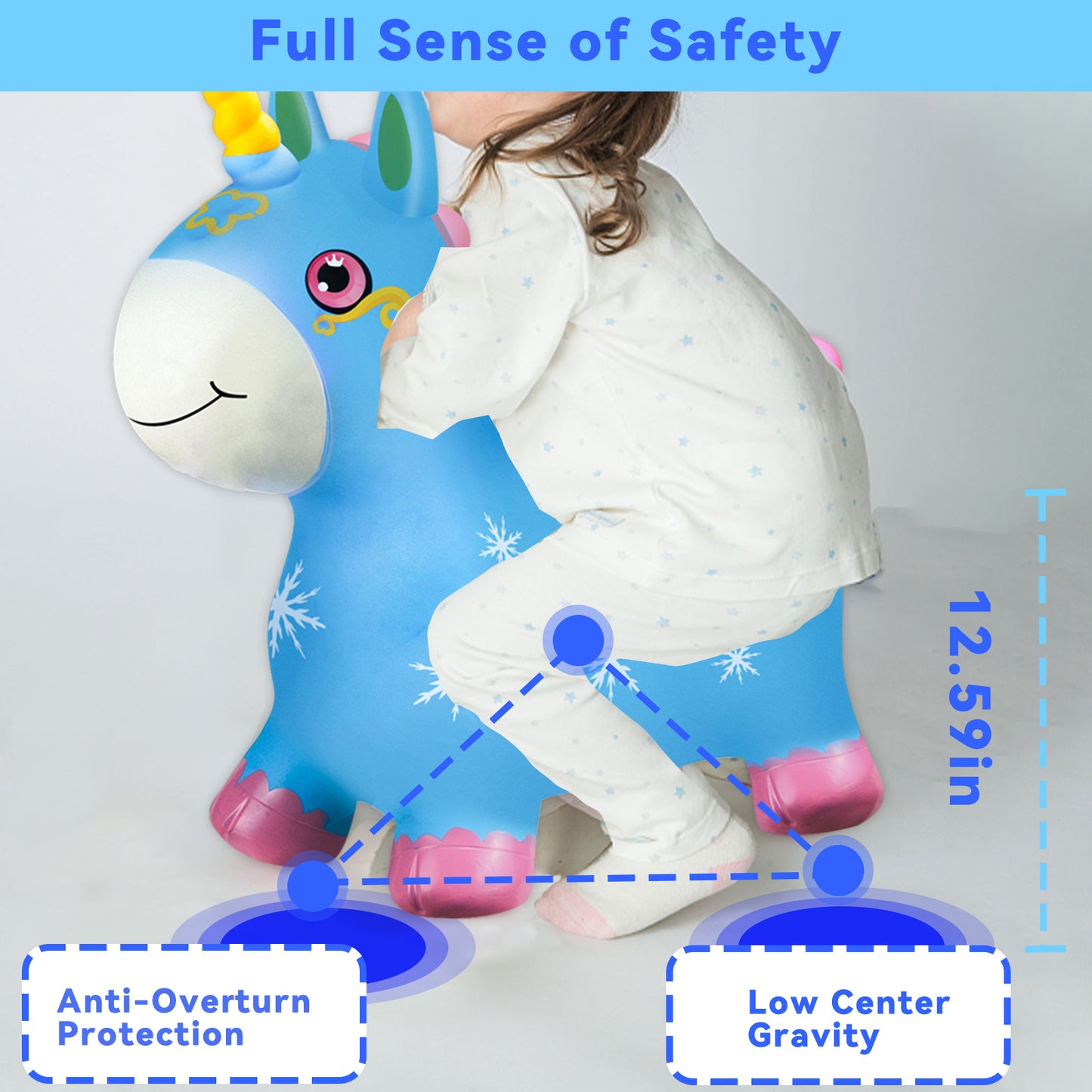 Bouncy Horse - Baby Toys Inflatable Plush Bouncing Dinosaur Hopper, Indoor Outdoor Toys Ride On Animal with Pump for Boys Girls Toddlers Birthday Party Gifts