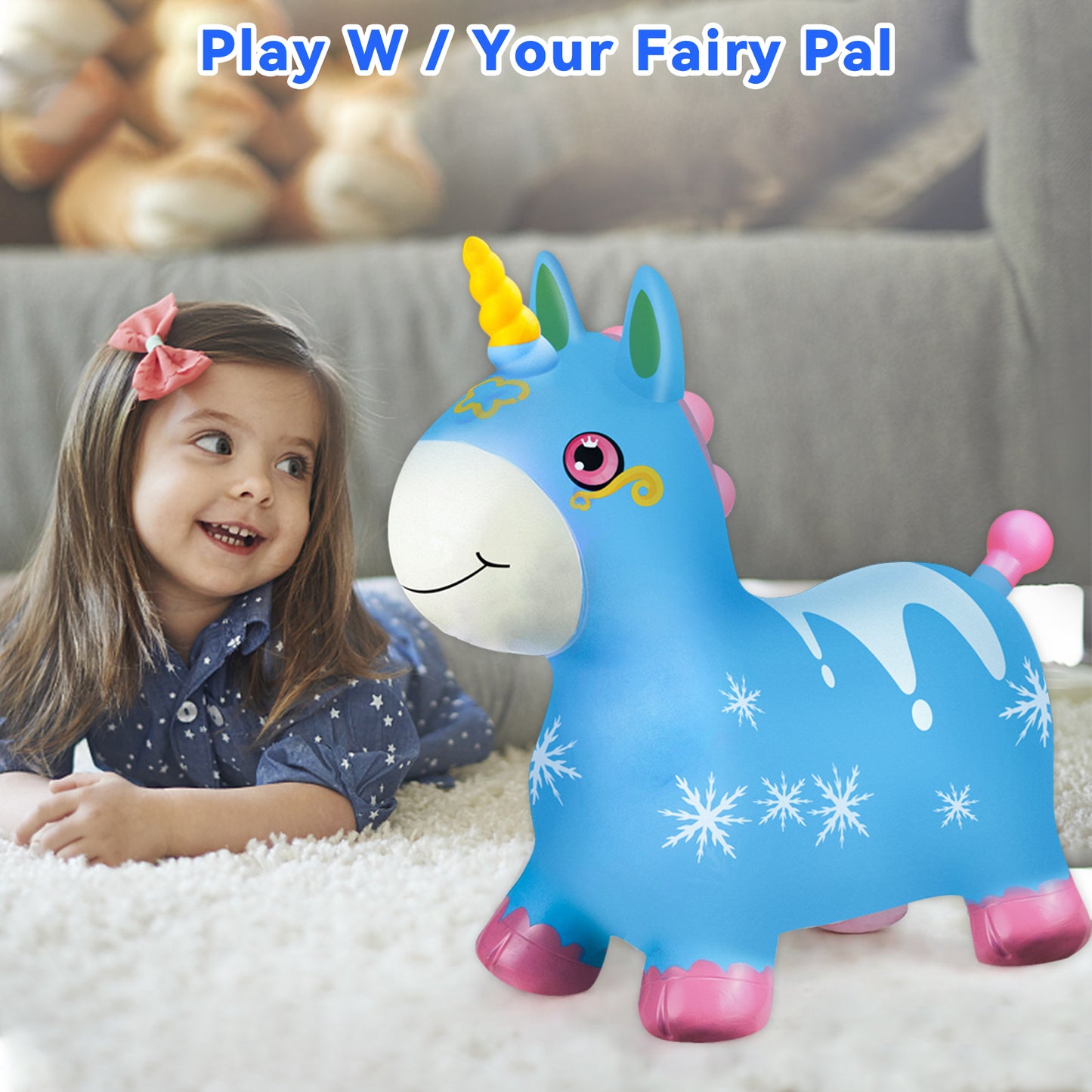 Bouncy Horse - Baby Toys Inflatable Plush Bouncing Dinosaur Hopper, Indoor Outdoor Toys Ride On Animal with Pump for Boys Girls Toddlers Birthday Party Gifts