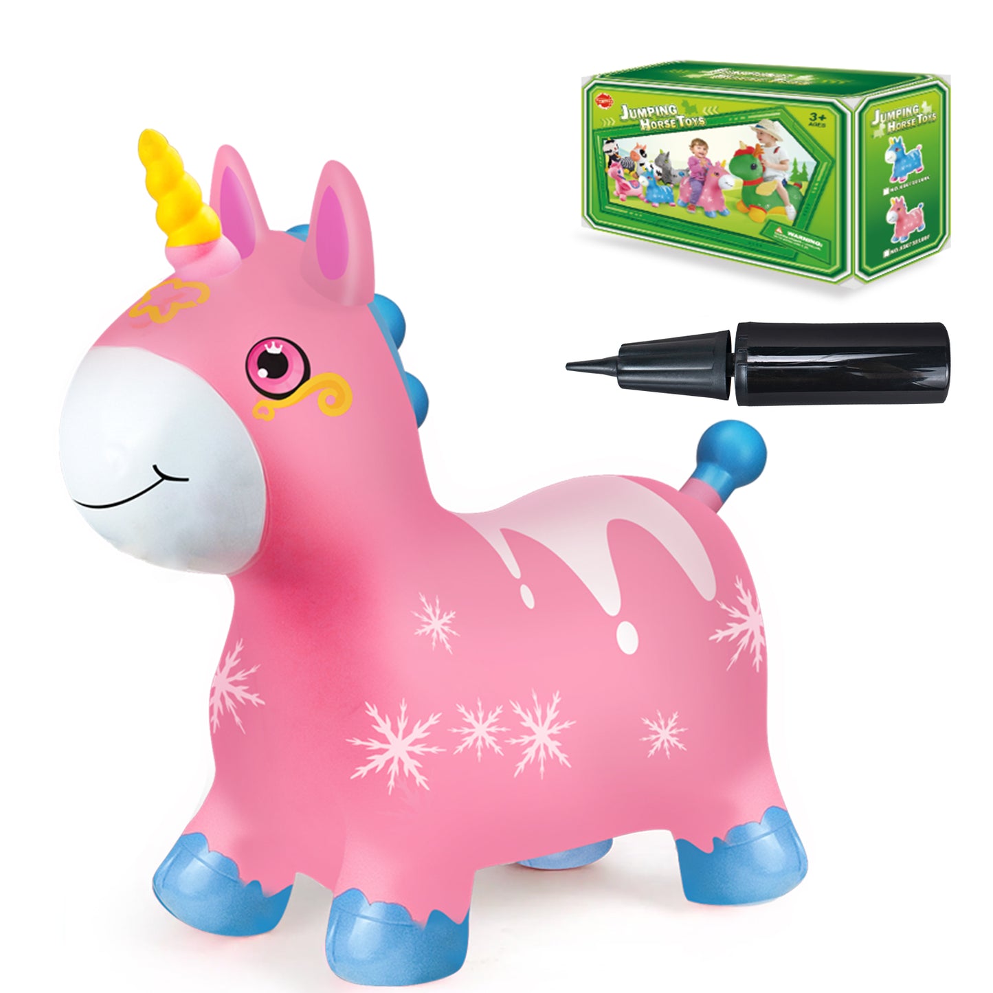 Bouncy Horse - Baby Toys Inflatable Plush Bouncing Dinosaur Hopper, Indoor Outdoor Toys Ride On Animal with Pump for Boys Girls Toddlers Birthday Party Gifts