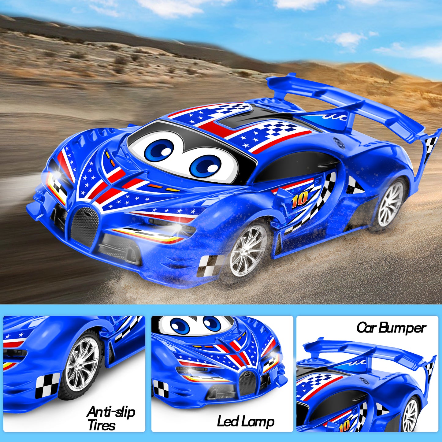 Remote Control Cars Toys for 3 4 5 6 7 8 Year Old Boys 1:18 High Speed Sports Racing Drift RC Car with LED Light Boys Girls Gifts Age 3-12 Kids Toy Birthday Presents Indoor Outdoor Game
