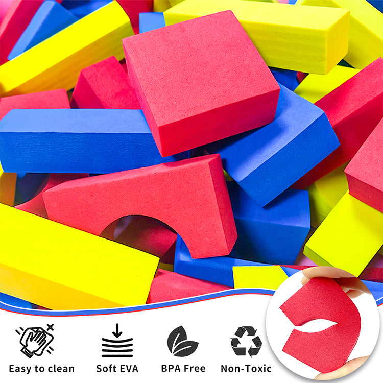 Foam Building Blocks for Kids Toddlers 134 Pcs Building Toys EVA Stackable Blocks for Bathtub Table,Perfect Educational STEM Gifts for Preschool Boys Girls 3-5 4-8 Years Old