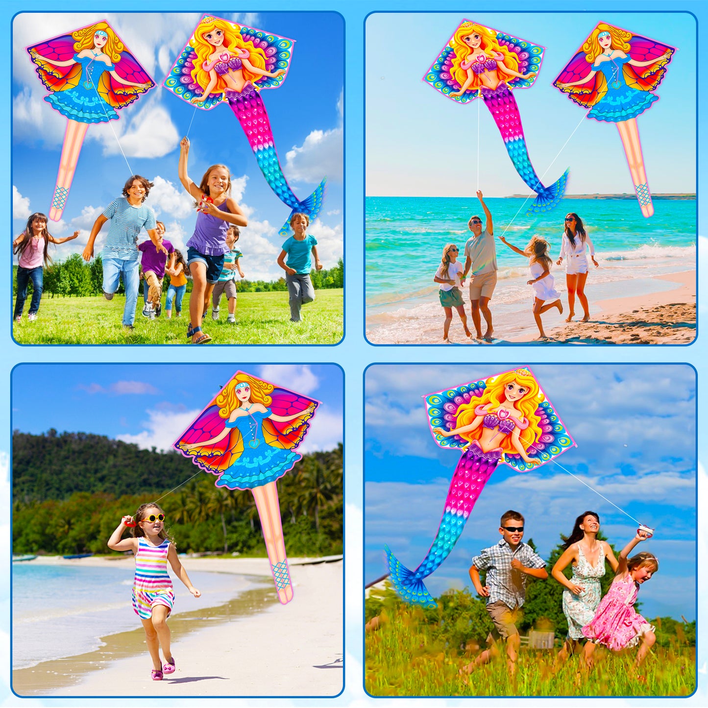Kites for Kids Ages 4-8 8-12 | Large Mermaid Kite Girls Boys Adults, Easy to Fly & Assembled, Great Gift for Easter Travel Beach