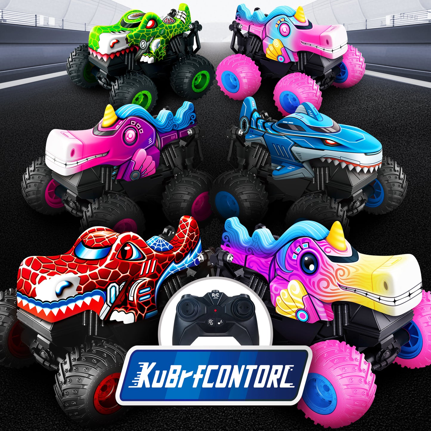 Remote Control Monster Car, All Terrain Remote Control Monster Truck, RC Monster Car Toy Truck with Music LED Light, RC Monster Truck for Boys 4-7 8-12 Girls Kids