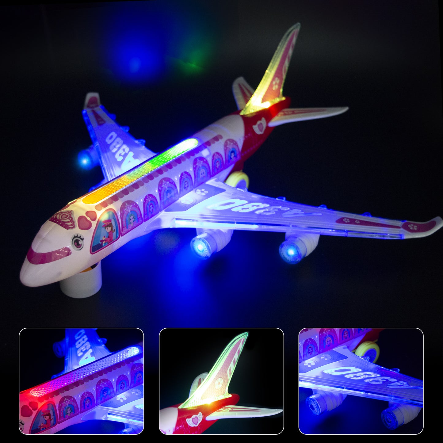 Big Planes Toys for 3 4 5 6 8 Year Old Boys Girls,Toddler Toys, Airplane Model with LED Lights and Sounds and Universal Wheel, Sensory Toddler Autism Toys for Kids Birthday Festive Days Gift