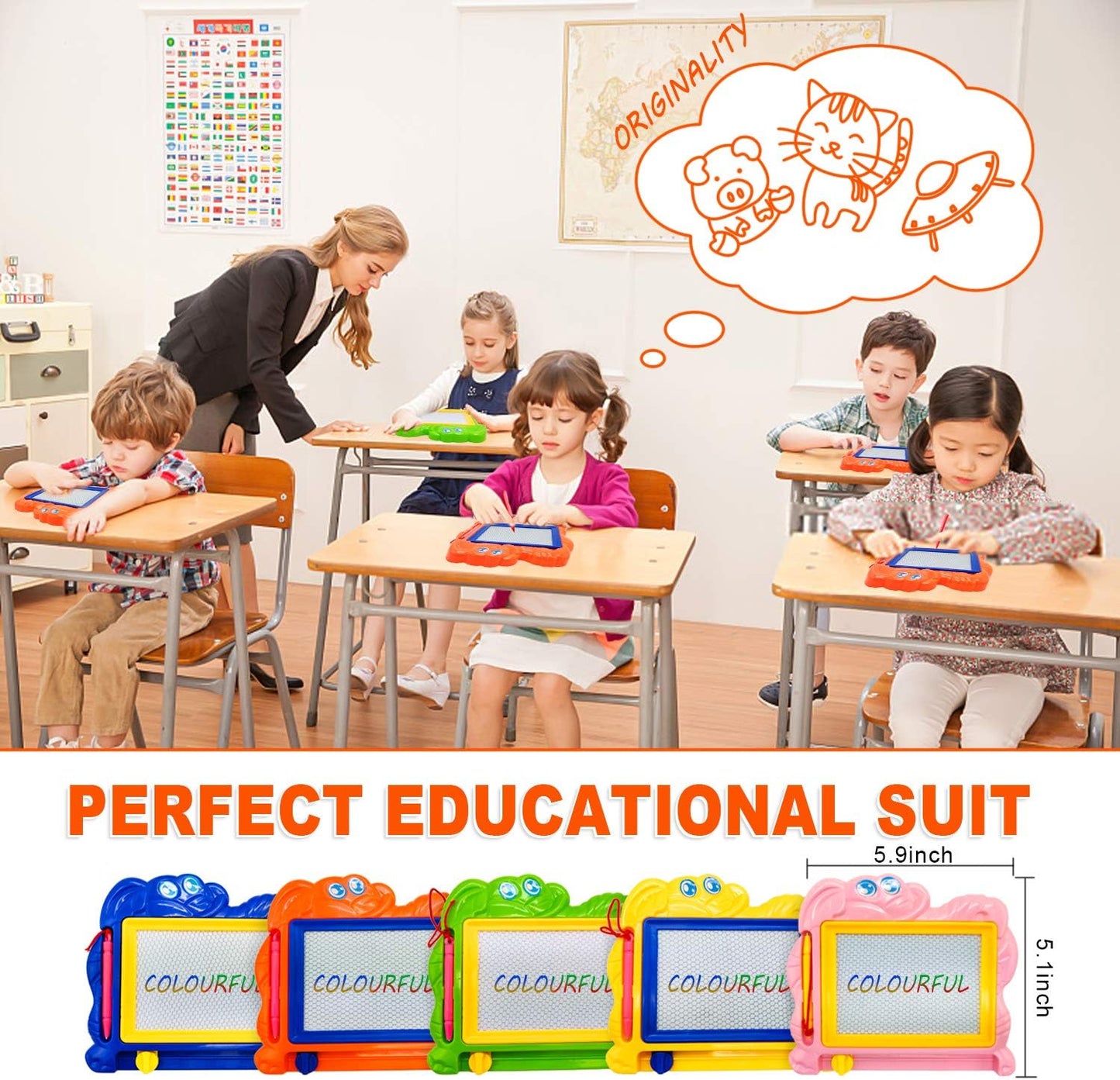 Kid's mini magnetic drawing board, color graffiti drawing board for children 1-3 years old, erasable graffiti board Tablet writing board, suitable for boys and girls classroom reward party gift bag stuffing