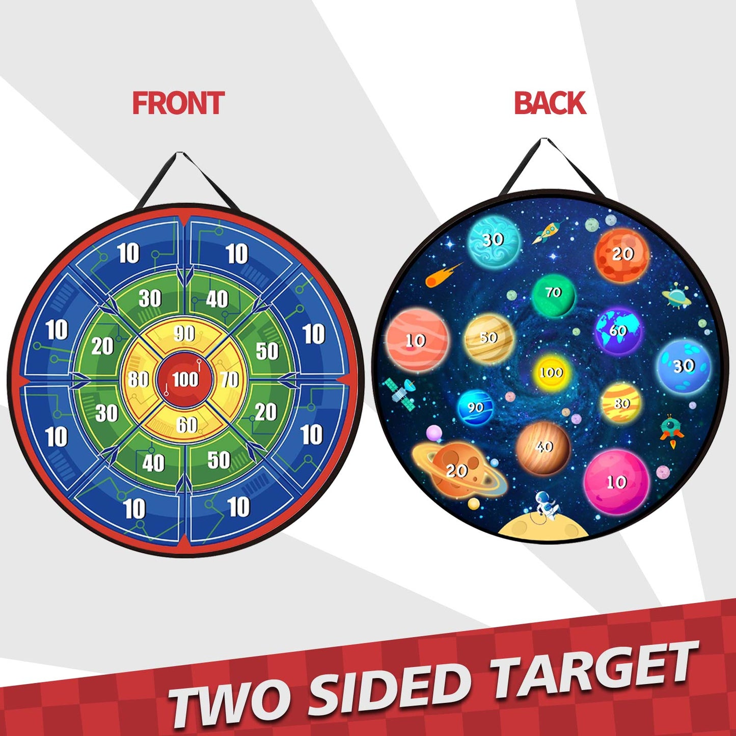 29'' Large Dart Board for Kids, Boys Toys Double Sided Dartboards with 16 Velcro Sticky Balls and 5 Darts, Indoor Outdoor Party Games Toys Gifts for 3 4 5 6 7 8 9 10 11 12 Year Old Boys Girls
