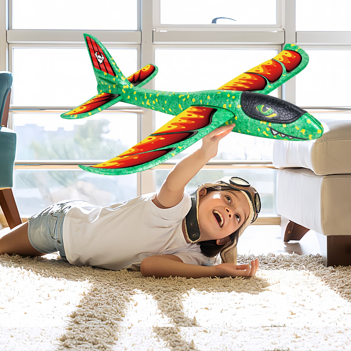 Foam Gliders Plane For Kids, Large Airplane Toy Polystyrene Aeroplane Toys Flying Gliders, Manual,Inertia and Durable Suitable for Family Outdoor Sport