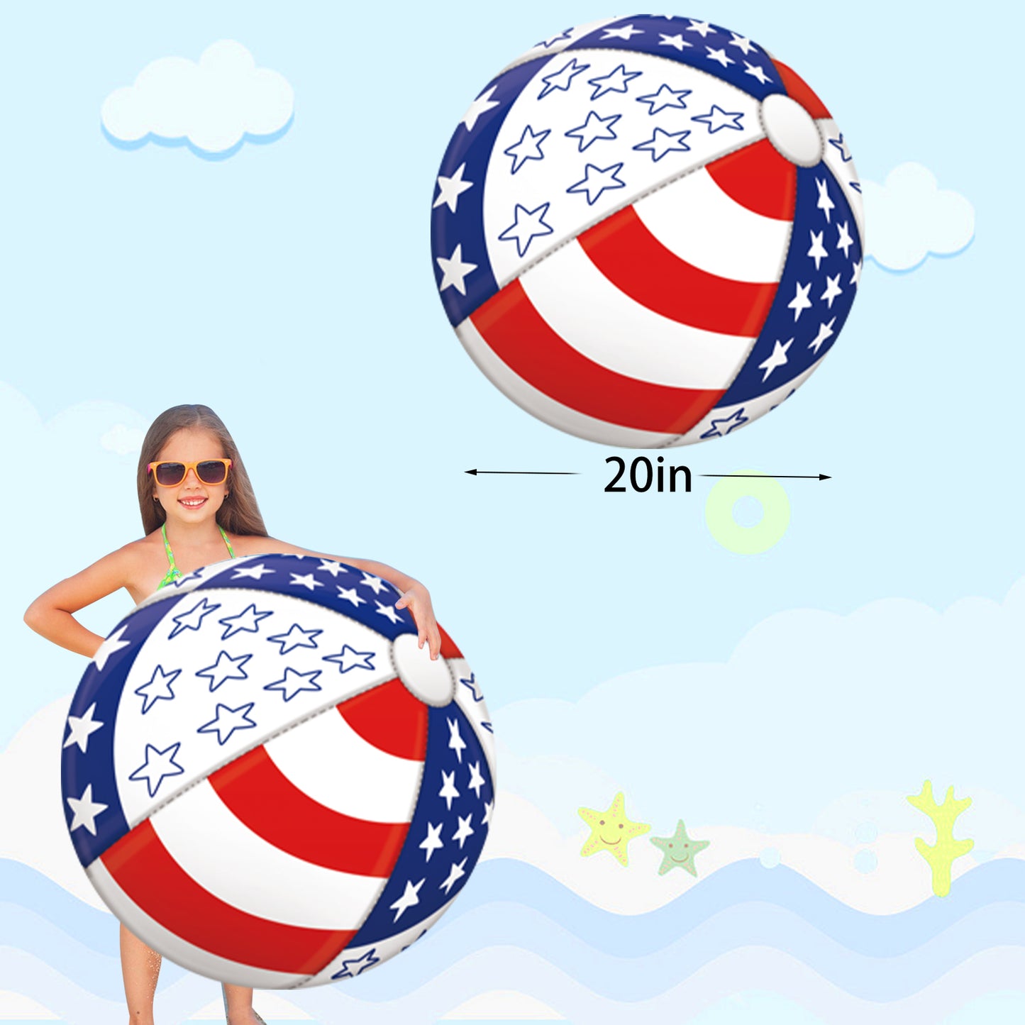 "Beach Ball- Big Inflatable Sports Ball Pool Toys Rainbow Beachball 26 inch, Outdoor Pool Balls for Kids and Adults Summer Water Toys Beach Pool Party Decorations 21"" After Inflated "