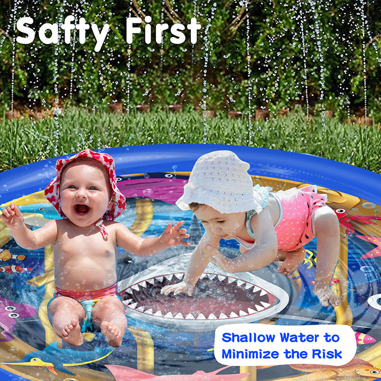 PVC inflatable shark spray mat childrens outdoor paddling bath pool grass beach toys