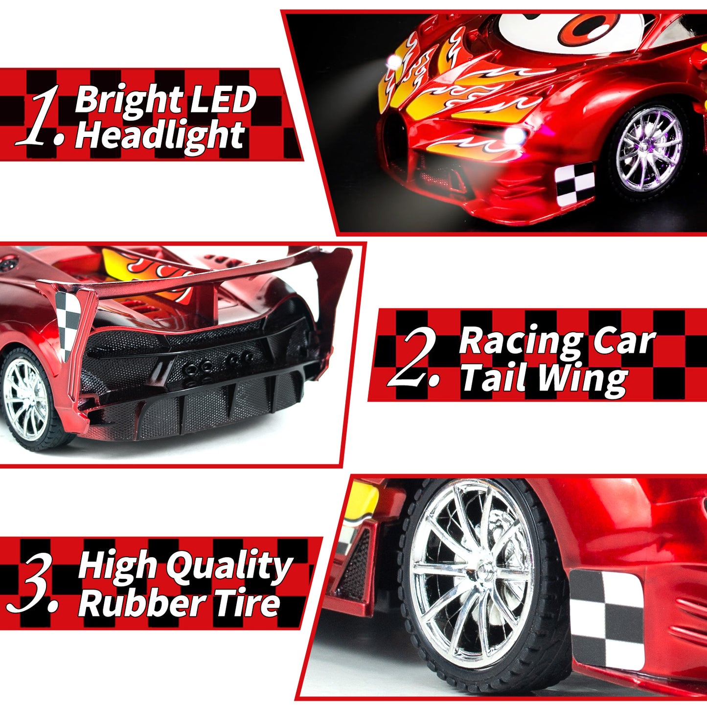 Remote Control Cars Toys for 3 4 5 6 7 8 Year Old Boys 1:18 High Speed Sports Racing Drift RC Car with LED Light Boys Girls Gifts Age 3-12 Kids Toy Birthday Presents Indoor Outdoor Game