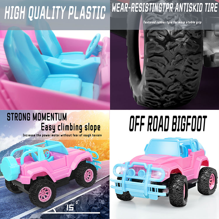 Remote Control Car, RC Truck Car Toys for 3 4 5 6 7 8 Years Old Girls Boys Birthday, 1:20 Scale Full Functions Remote Control Truck- Pink