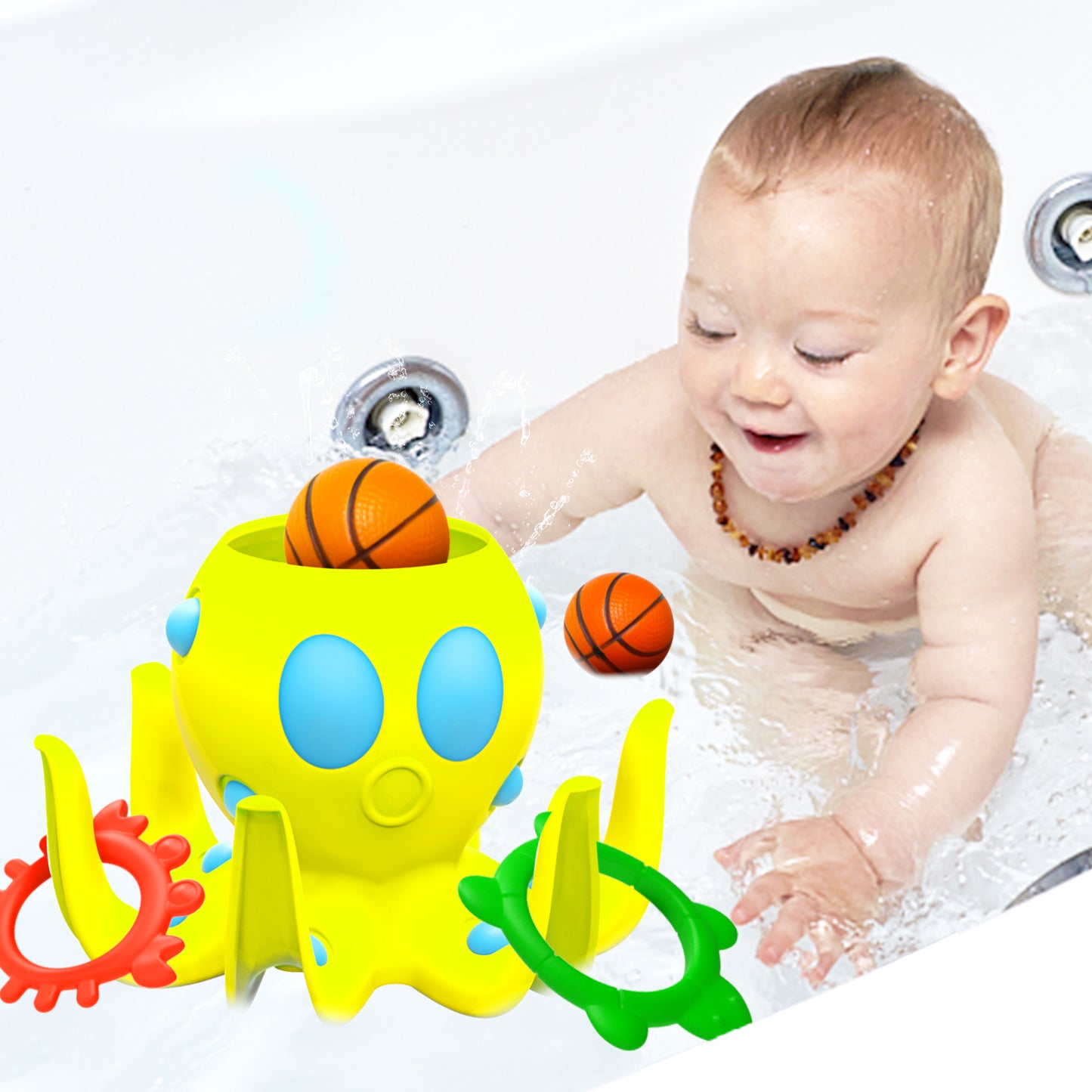 Octopus Pool Toys, Inflatable Basketball Hoop| Ring Toss Game for Indoor Outdoor Play, Cool Summer Toys for Ages 3 4 5 6 7 8 Year Old Boys Girls Adults Family Party Gift