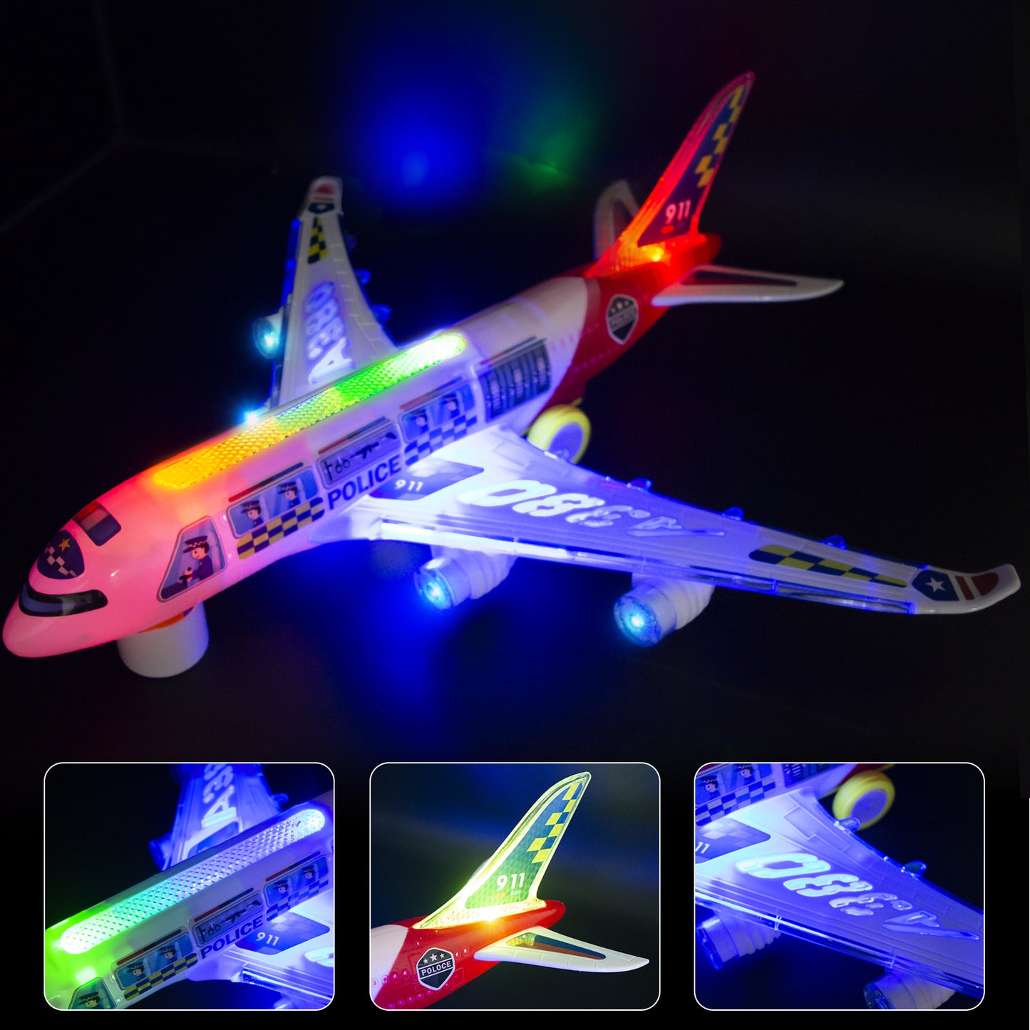 Big Planes Toys for 3 4 5 6 8 Year Old Boys Girls,Toddler Toys, Airplane Model with LED Lights and Sounds and Universal Wheel, Sensory Toddler Autism Toys for Kids Birthday Festive Days Gift
