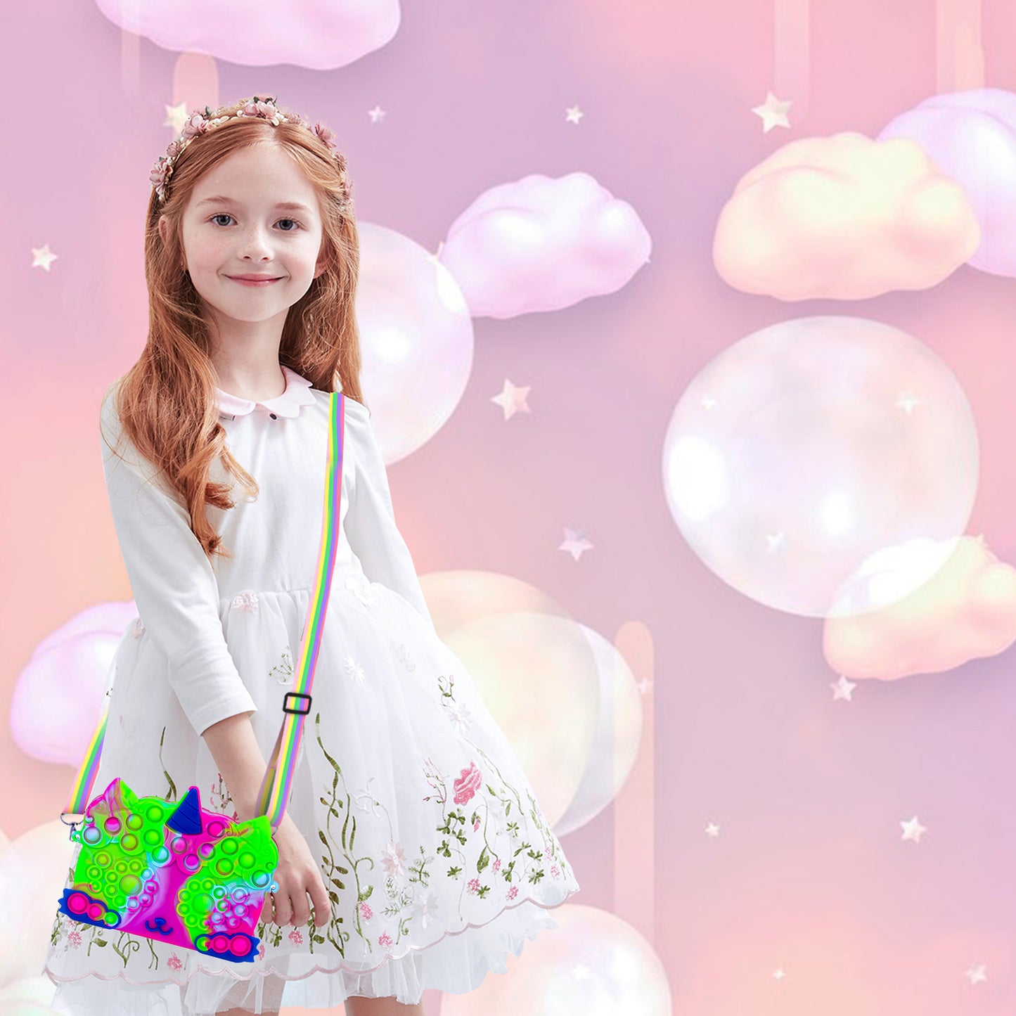 Sensory Bubble Game Fidget Toys, Toys for 2 3 4 5 Year Old Girls, Bubble Purse Pets for Toddlers Girls- ADHD Anxiety Autismand Stress Reliever Toy Unicorn Gifts for Kids Adults