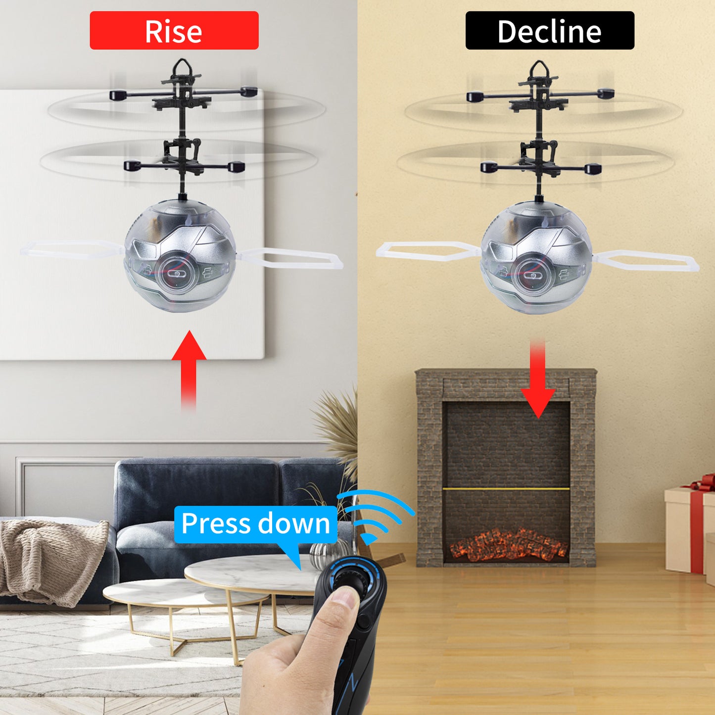 Flying Ball RC Toys,Built-in LED RC Robot Drone Remote Control Helicopter Indoor Outdoor Games Toys for Kids Boys Girls 6 7 8 9 10 Year Old Birthday