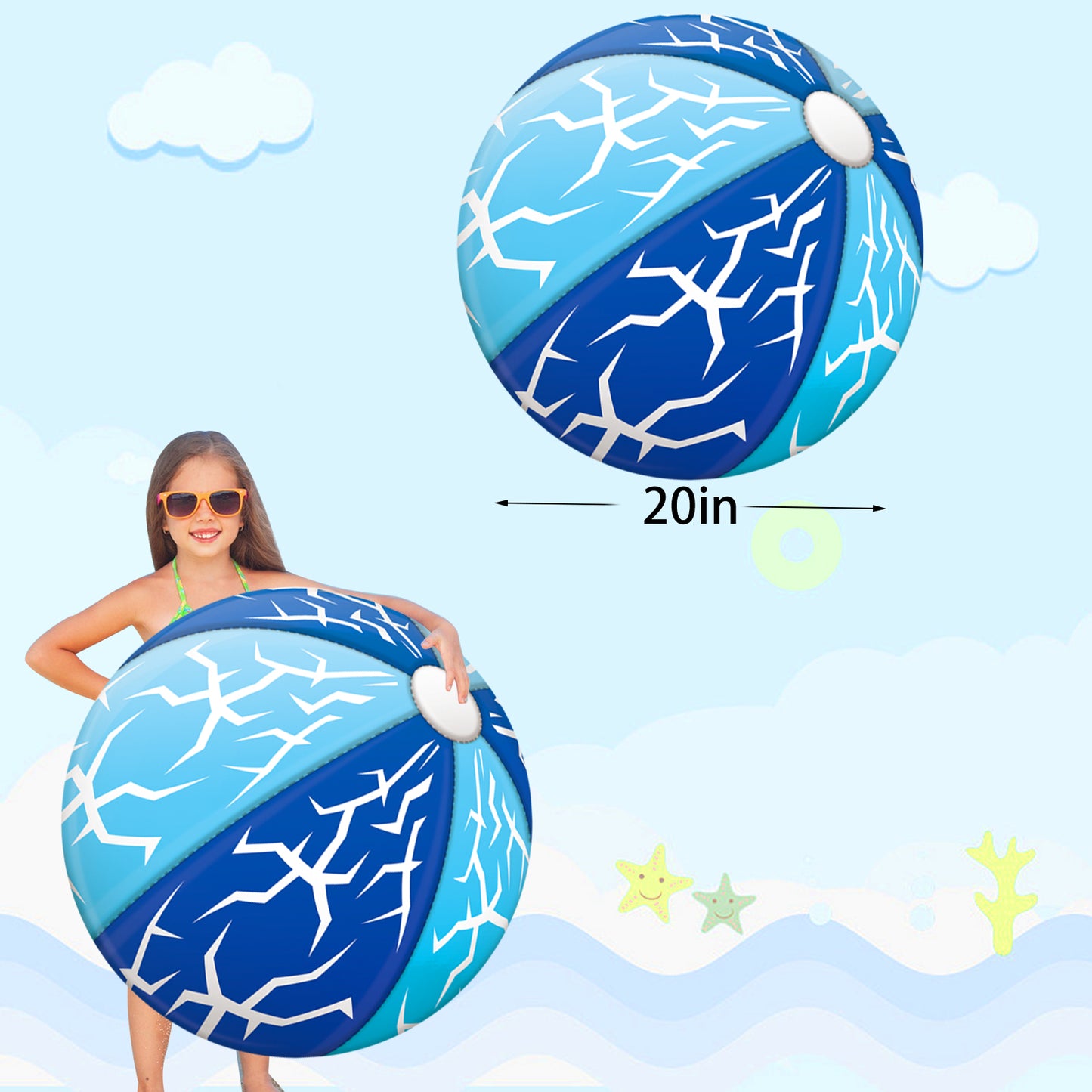 "Beach Ball- Big Inflatable Sports Ball Pool Toys Rainbow Beachball 26 inch, Outdoor Pool Balls for Kids and Adults Summer Water Toys Beach Pool Party Decorations 21"" After Inflated "