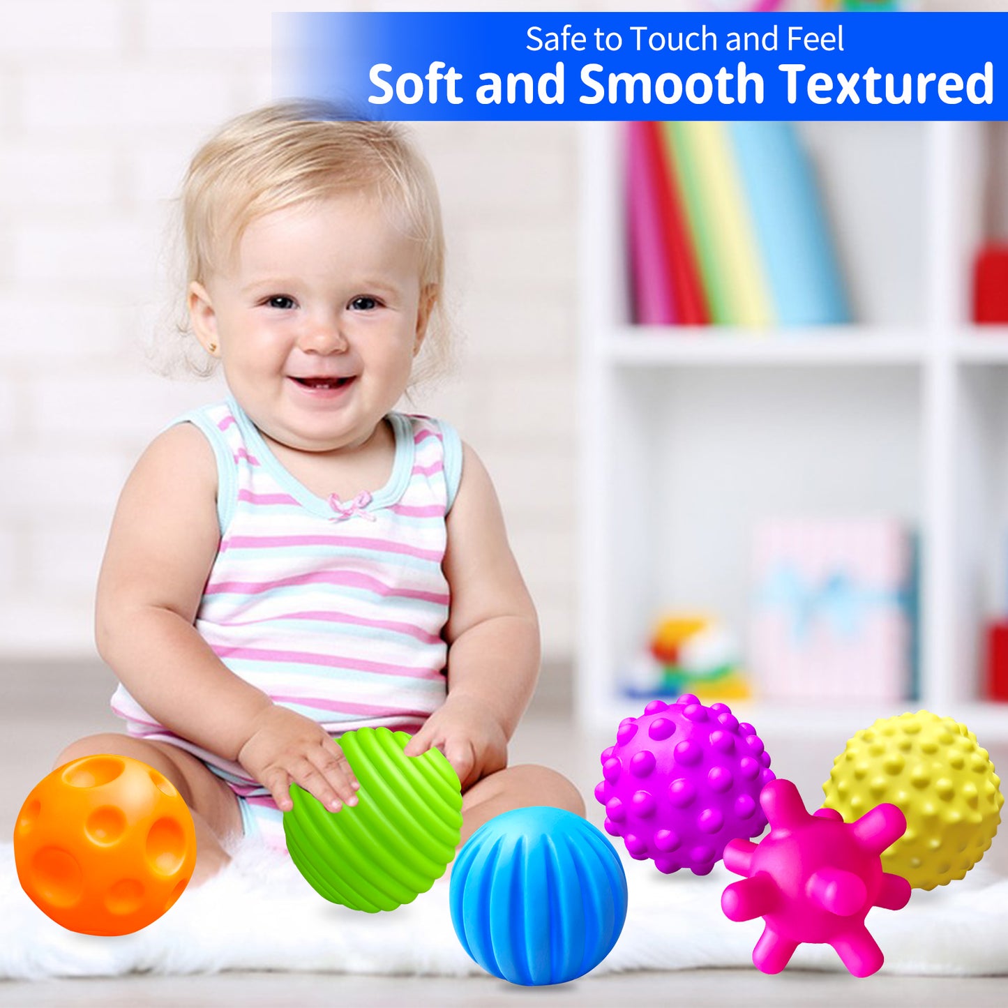 Baby Sensory Toys Toddler Balls Texture - Multi Ball Set Massage Soft Ball Teething Toy 6 Pack