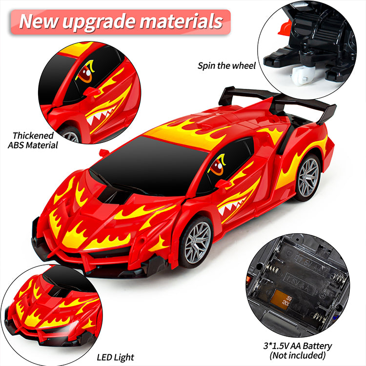 Remote Control Car Transform Car Robot Toy for Kids,1:18 Scale High Speed RC Cars Racing Car with 360°Rotating for Boys 3 4 5 6 7 8 9 Years Old Birthday-Red