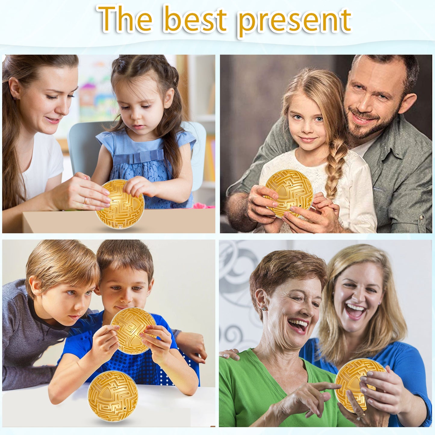 "Maze 3D Memory Sequential Maze Ball Puzzle Toy Gifts for Kids Adults - Challenges Game Lover Tiny Balls Brain Teasers Game (Gold) "