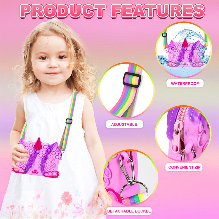 Sensory Bubble Game Fidget Toys, Toys for 2 3 4 5 Year Old Girls, Bubble Purse Pets for Toddlers Girls- ADHD Anxiety Autismand Stress Reliever Toy Unicorn Gifts for Kids Adults