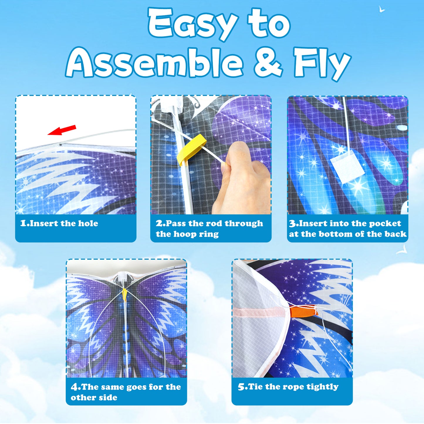 Butterfly Kites for Kids & Adults, Large kites for kids ages 4-8 Beginner Kites Easy to Flying Beach Kites