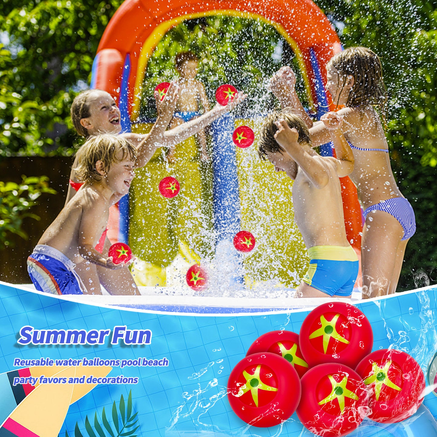 Reusable Water Balls, Reusable Water Balloons for Outdoor Toys and Games, Water Toys for Kids and Adults Boys and Girls - Summer Toys Ball for Pool and Backyard Fun